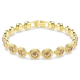 Una Angelic-armbånd, rundslibede karamellfarvede krystaller, guldbelagt Una Angelic-armbånd, rundslibede karamellfarvede krystaller, guldbelagt