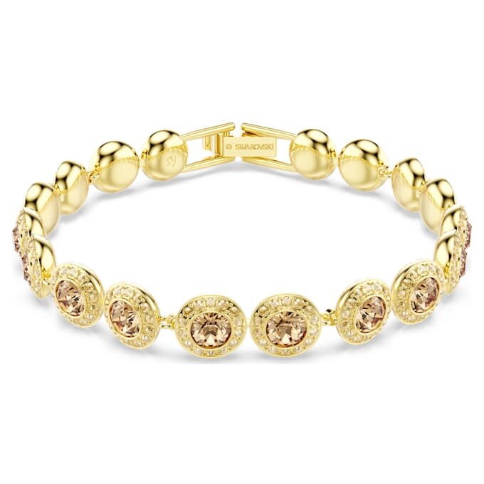 Una Angelic-armbånd, rundslibede karamellfarvede krystaller, guldbelagt Una Angelic-armbånd, rundslibede karamellfarvede krystaller, guldbelagt