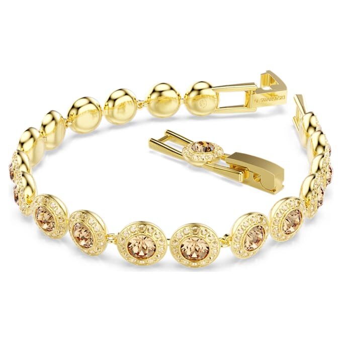 Una Angelic-armbånd, rundslibede karamellfarvede krystaller, guldbelagt Una Angelic-armbånd, rundslibede karamellfarvede krystaller, guldbelagt