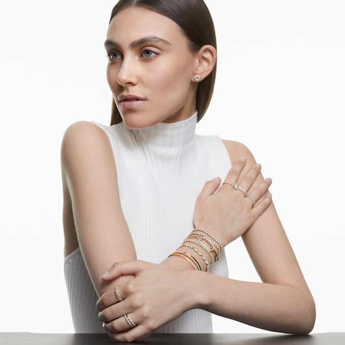 Una Angelic-armbånd, rundslibet, pavé, medium, hvid, rosaguldbelagt Una Angelic-armbånd, rundslibet, pavé, medium, hvid, rosaguldbelagt
