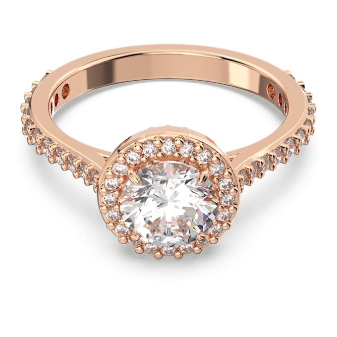 Una Angelic cocktailring, rundslibet, pavé, hvid, rosaguldbelagt Una Angelic cocktailring, rundslibet, pavé, hvid, rosaguldbelagt
