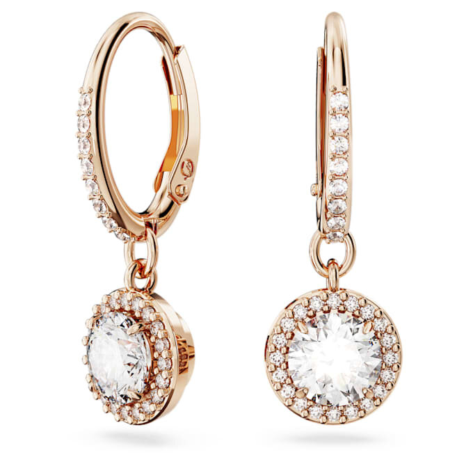 Una Angelic Drop øreringe, rundslibede, pavé, hvide, rosaguldbelagte Una Angelic Drop øreringe, rundslibede, pavé, hvide, rosaguldbelagte