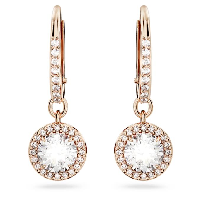 Una Angelic Drop øreringe, rundslibede, pavé, hvide, rosaguldbelagte Una Angelic Drop øreringe, rundslibede, pavé, hvide, rosaguldbelagte