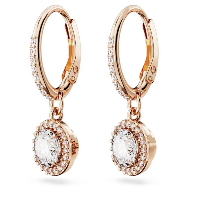 Una Angelic Drop øreringe, rundslibede, pavé, hvide, rosaguldbelagte Una Angelic Drop øreringe, rundslibede, pavé, hvide, rosaguldbelagte