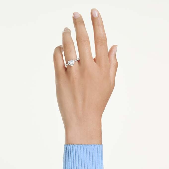 Una Angelic-ring med blandede slibninger, hjerte, hvid, rhodiumbelagt Una Angelic-ring med blandede slibninger, hjerte, hvid, rhodiumbelagt