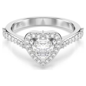 Una Angelic-ring med blandede slibninger, hjerte, hvid, rhodiumbelagt Una Angelic-ring med blandede slibninger, hjerte, hvid, rhodiumbelagt