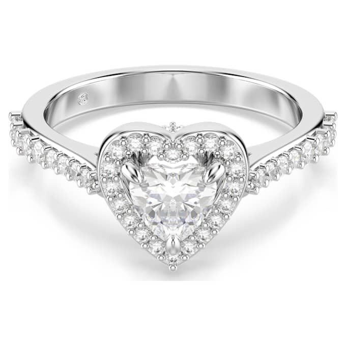 Una Angelic-ring med blandede slibninger, hjerte, hvid, rhodiumbelagt Una Angelic-ring med blandede slibninger, hjerte, hvid, rhodiumbelagt