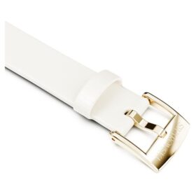 Urem 12 mm (0,47″) bred, læder, hvid, champagneguld-farvet finish Urem 12 mm (0,47″) bred, læder, hvid, champagneguld-farvet finish