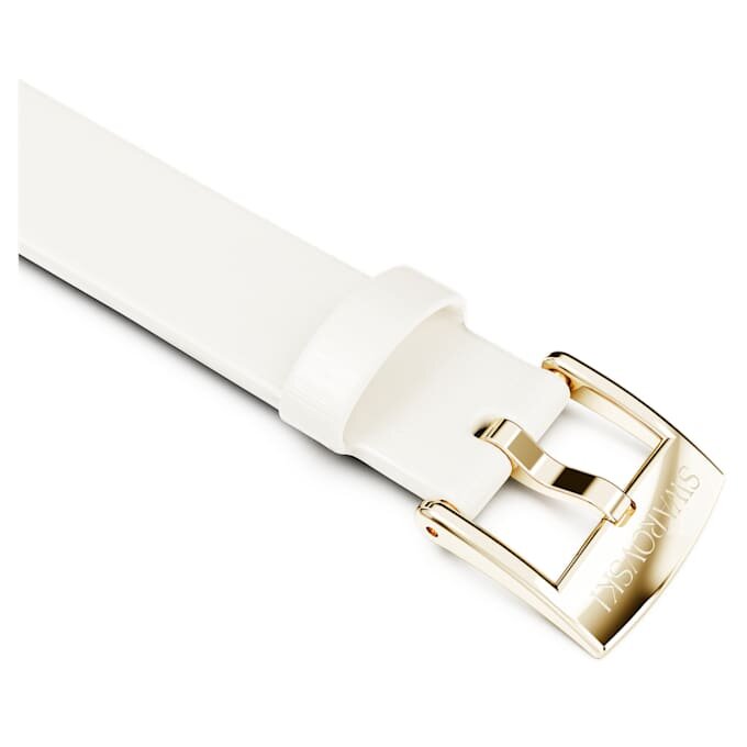 Urem 12 mm (0,47″) bred, læder, hvid, champagneguld-farvet finish Urem 12 mm (0,47″) bred, læder, hvid, champagneguld-farvet finish