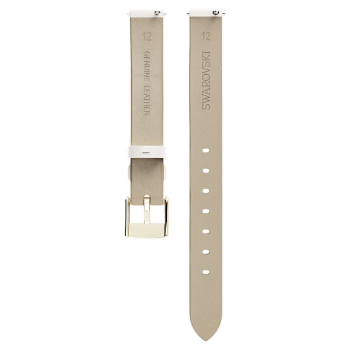 Urem 12 mm (0,47″) bred, læder, hvid, champagneguld-farvet finish Urem 12 mm (0,47″) bred, læder, hvid, champagneguld-farvet finish