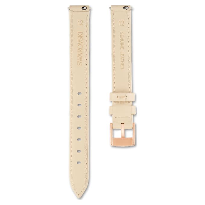 Urrem 12 mm (0,47″) bred, læder, beige, rosaguld-farvet finish Urrem 12 mm (0,47″) bred, læder, beige, rosaguld-farvet finish