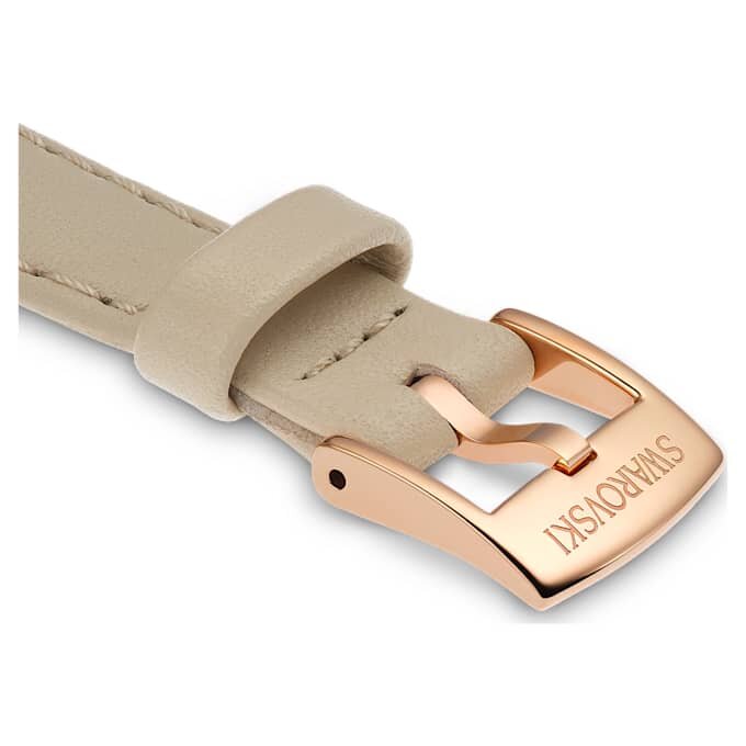 Urrem 12 mm (0,47″) bred, læder, beige, rosaguld-farvet finish Urrem 12 mm (0,47″) bred, læder, beige, rosaguld-farvet finish