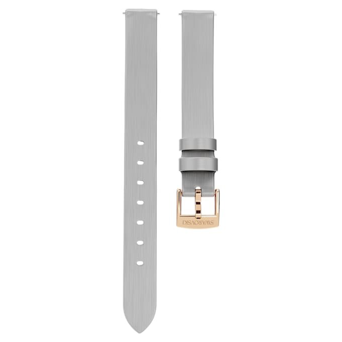 Urrem 12 mm (0,47″) bred, læder, sølvfarvet, rosaguldbelagt Urrem 12 mm (0,47″) bred, læder, sølvfarvet, rosaguldbelagt