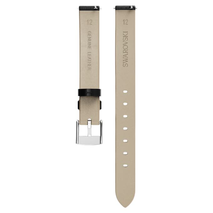 Urrem 12 mm (0,47″) bred, læder, sort, rustfrit stål Urrem 12 mm (0,47″) bred, læder, sort, rustfrit stål
