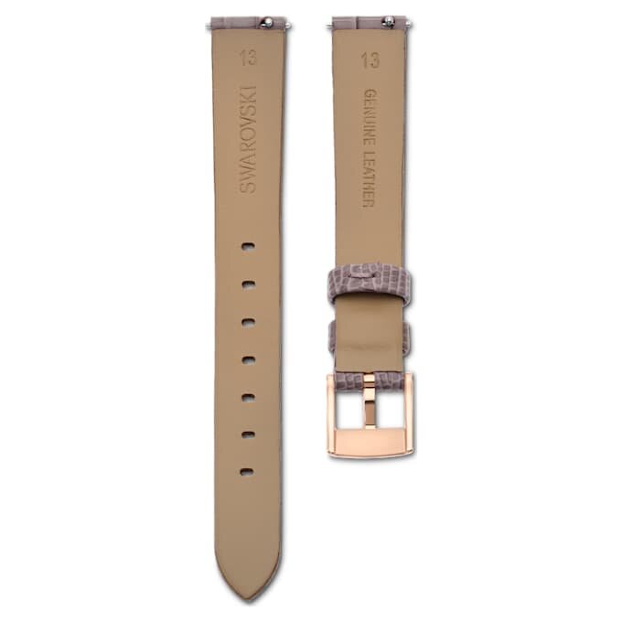 Urrem 13 mm (0,51″) bred, læder, grå, rosaguld-farvet finish Urrem 13 mm (0,51″) bred, læder, grå, rosaguld-farvet finish