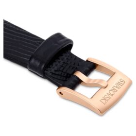 Urrem 13 mm (0,51″) bred, læder, sort, rosaguld-farvet finish Urrem 13 mm (0,51″) bred, læder, sort, rosaguld-farvet finish