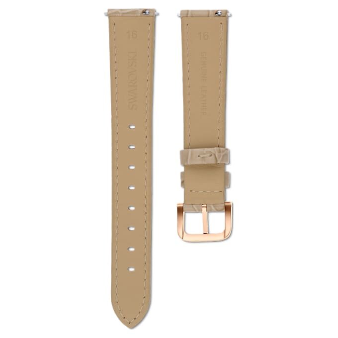 Urrem 16 mm (0,63″) bred, læder med syninger, beige, rosaguld-farvet finish Urrem 16 mm (0,63″) bred, læder med syninger, beige, rosaguld-farvet finish
