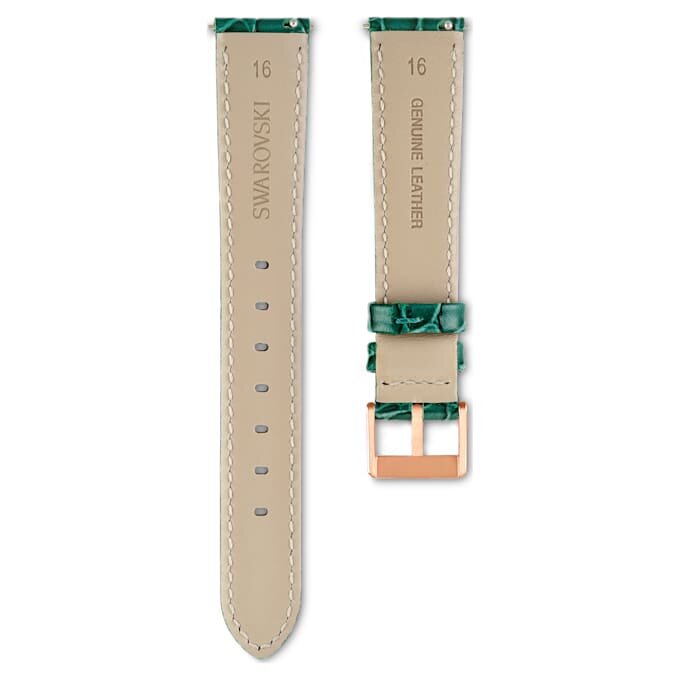 Urrem 16 mm (0,63″) bred, læder med syninger, grøn Urrem 16 mm (0,63″) bred, læder med syninger, grøn