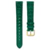 Urrem 16 mm (0,63″) bred, læder med syninger, grøn, guldfarvet finish Urrem 16 mm (0,63″) bred, læder med syninger, grøn, guldfarvet finish