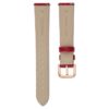 Urrem 16 mm (0,63″) bred, læder med syninger, rød, rosaguld-farvet finish Urrem 16 mm (0,63″) bred, læder med syninger, rød, rosaguld-farvet finish