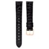 Urrem 16 mm (0,63″) bred, læder med syninger, sort, rosaguld-farvet finish Urrem 16 mm (0,63″) bred, læder med syninger, sort, rosaguld-farvet finish