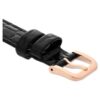 Urrem 16 mm (0,63″) bred, læder med syninger, sort, rosaguld-farvet finish Urrem 16 mm (0,63″) bred, læder med syninger, sort, rosaguld-farvet finish