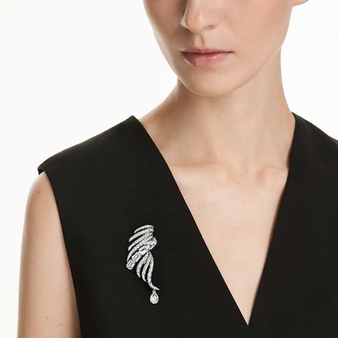 Vienna Collection-brochen Feather, hvid, rutheniumbelagt Vienna Collection-brochen Feather, hvid, rutheniumbelagt